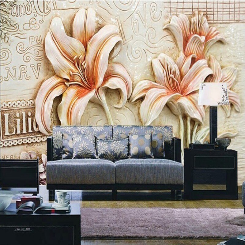 Pintura De Lirio Na Parede - HD Wallpaper 