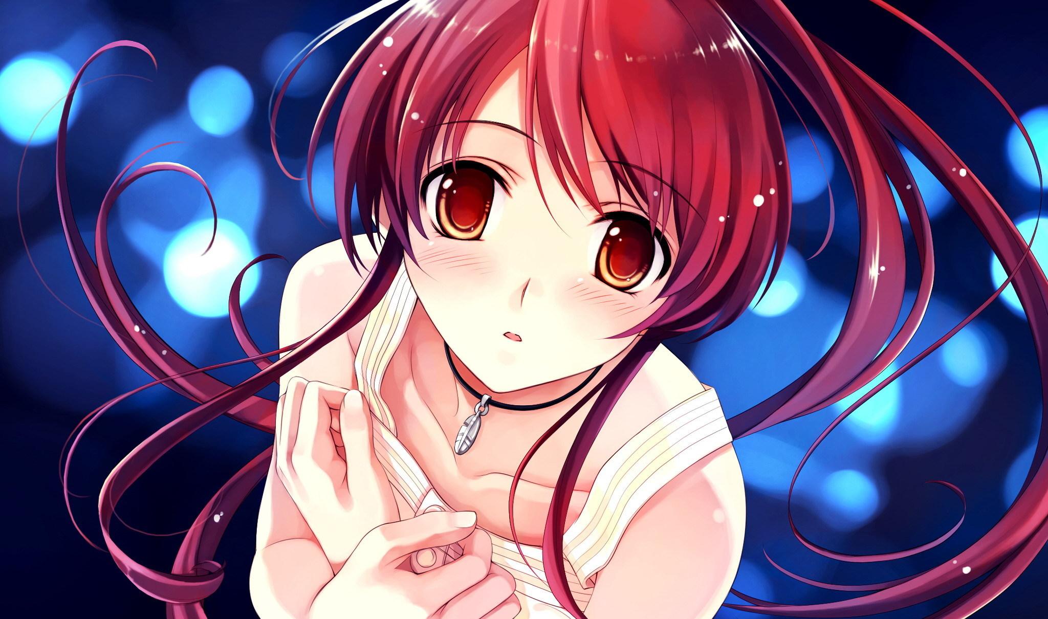 Misaki Kurehito, Langit Biru Tua - Cute Redhead Anime Girl - HD Wallpaper 
