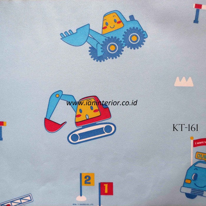 Wallpaper Dinding Anak Anak Motif Mobil Truck Warna - Cartoon - HD Wallpaper 