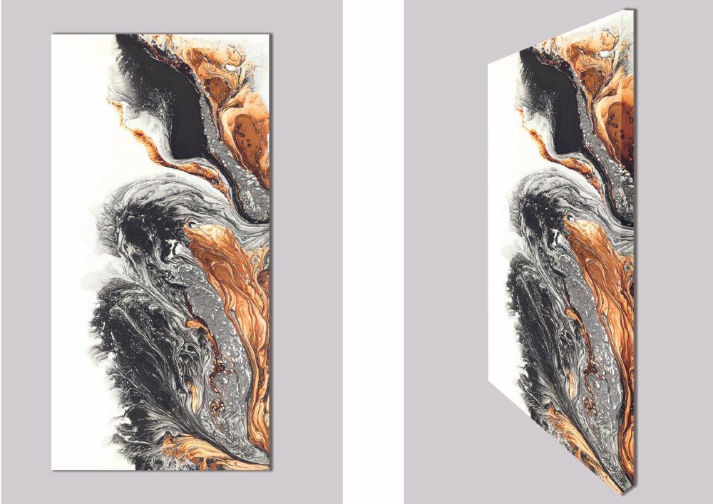 Lukisan Abstrak Hiasan Dinding Wallpaper Wall Art 50100abstrak - Marble Gold White And Black - HD Wallpaper 