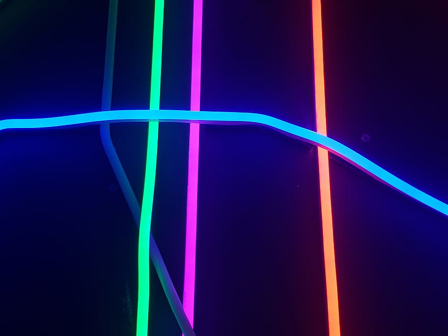 Assorted-color Neon Lights, Abstract, Dark, Blue, Green, - Orange Blue Green Purple - HD Wallpaper 