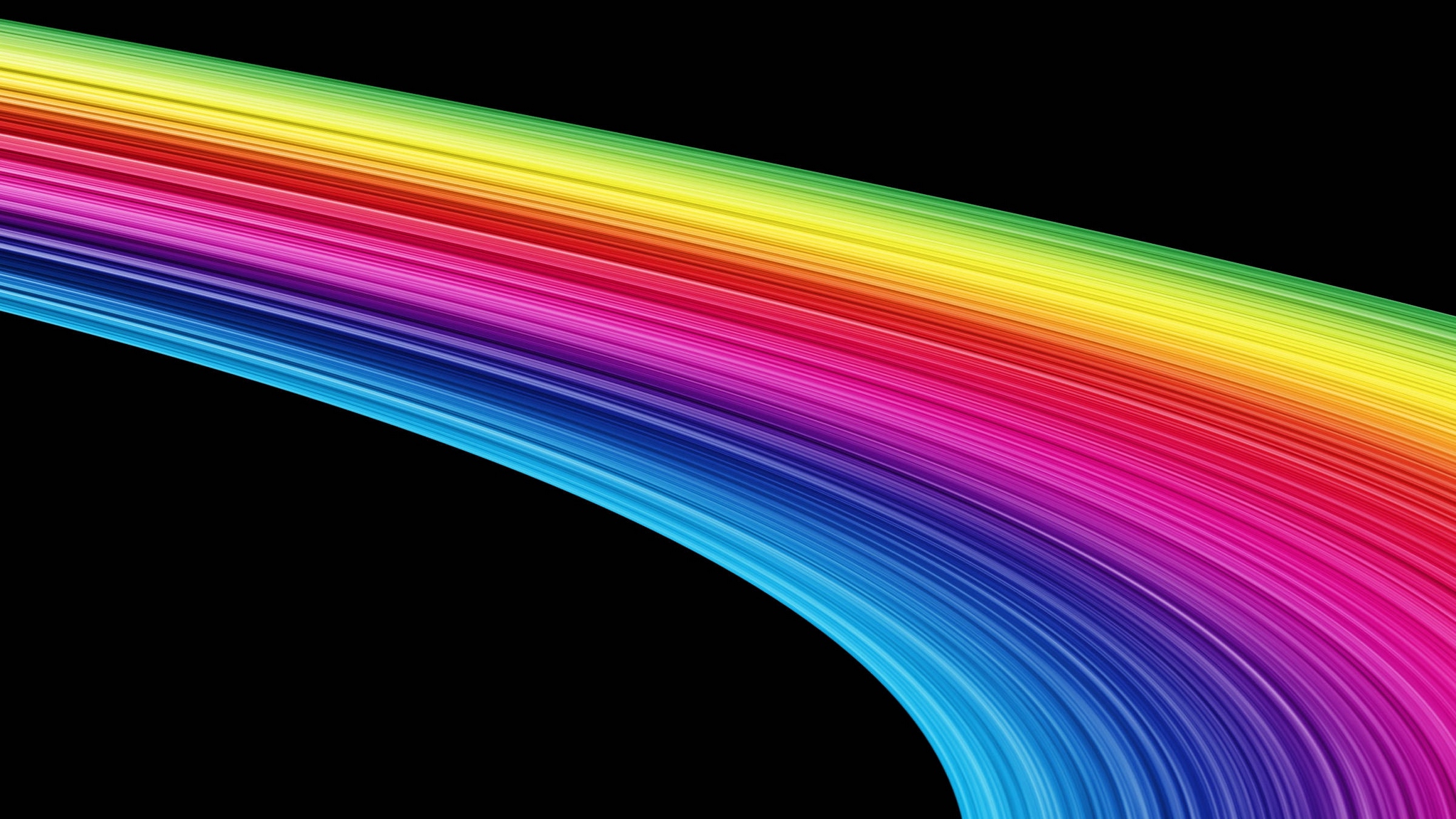 Wallpaper Lines, Abstract, Rainbow, Black Background - HD Wallpaper 