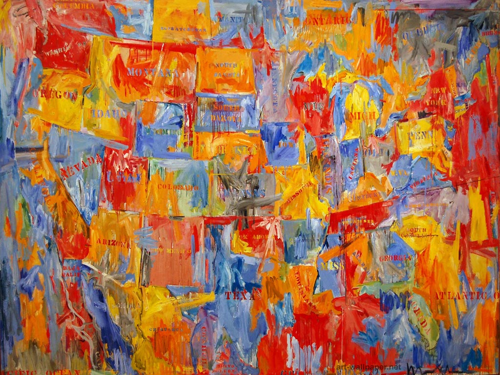 Map Painting Jasper Johns - HD Wallpaper 
