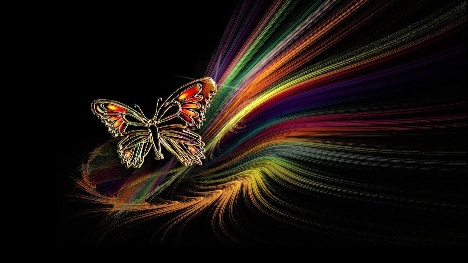 Cute Butterfly Desktop Wallpapers - Colorful 3d Butterfly Art - HD Wallpaper 