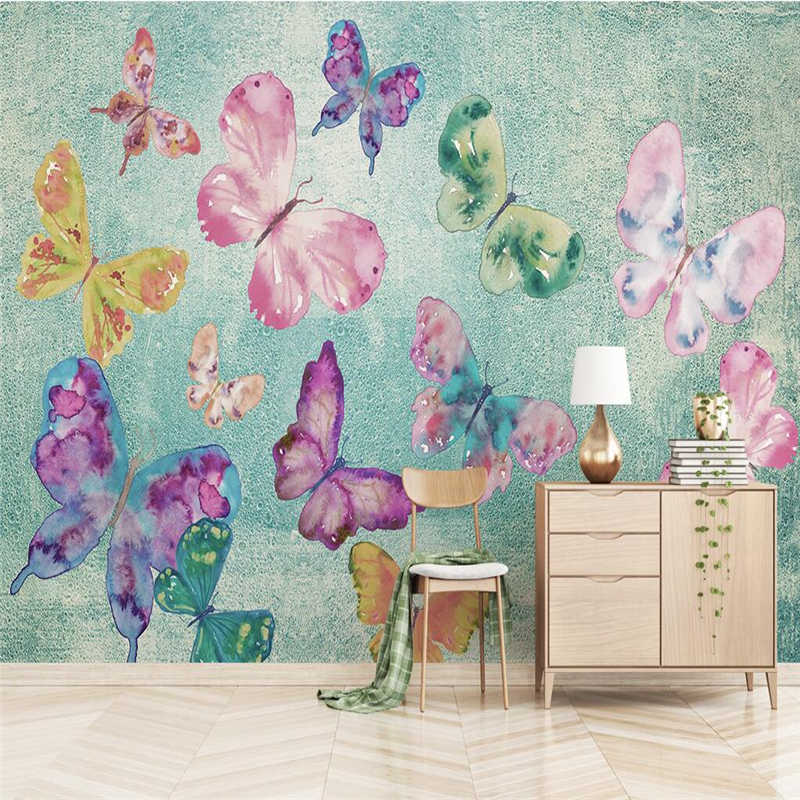 Custom Wallpaper Butterfly Wall Decor Modern Small - Wallpaper - HD Wallpaper 