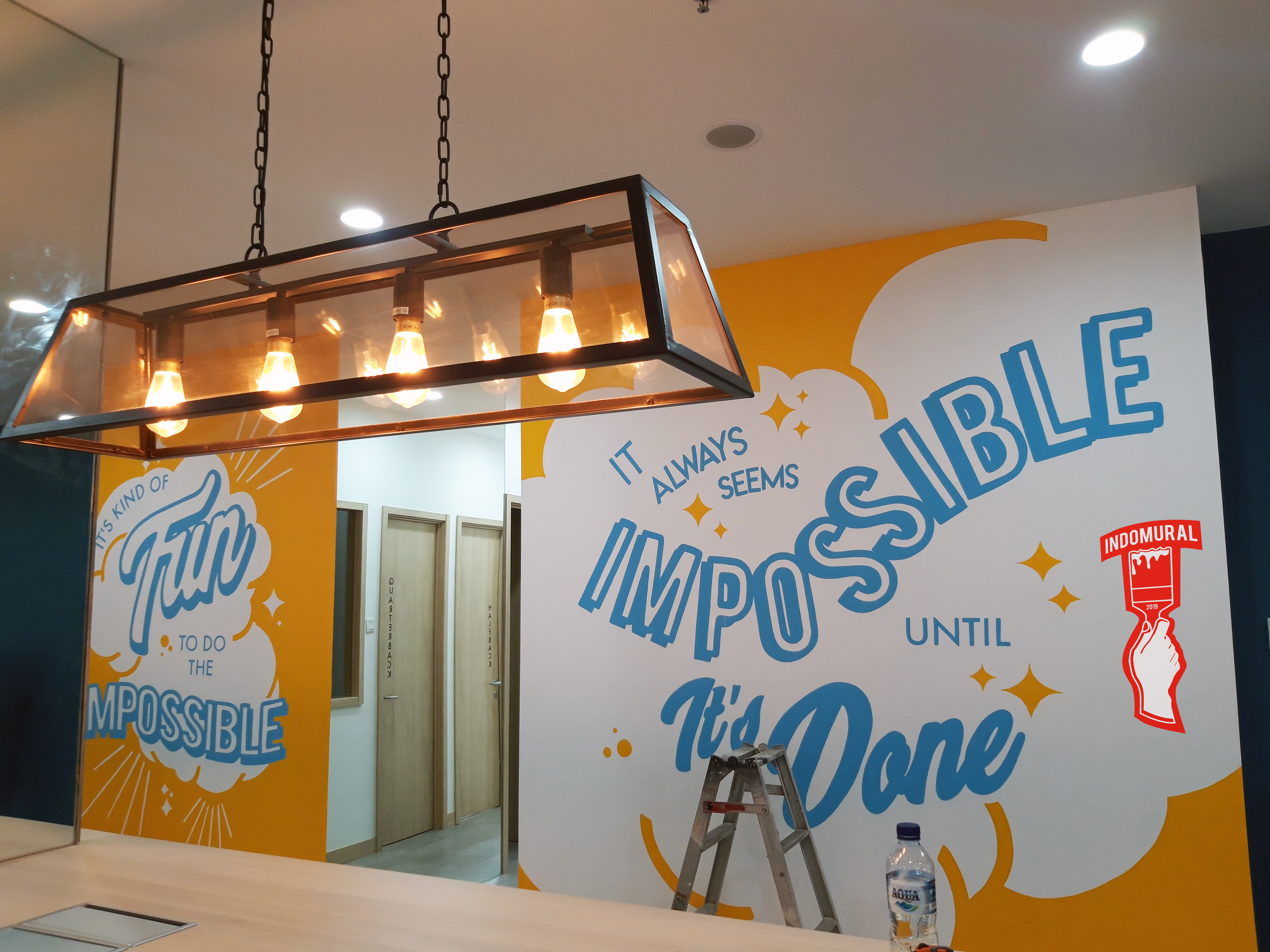 Lukis Dinding Mural Cafe - HD Wallpaper 