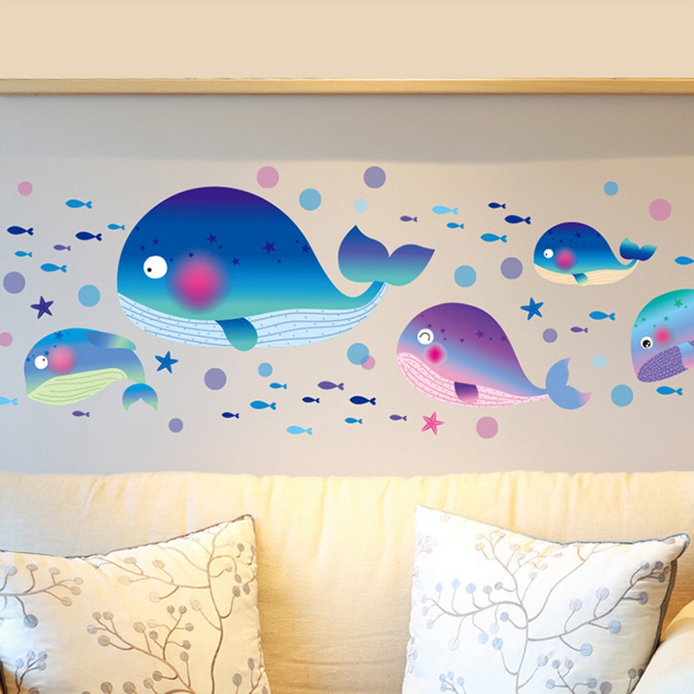 Ikan Paus Besar Gelembung-gelembung Laut Pvc Stiker - Children Wall Painting - HD Wallpaper 