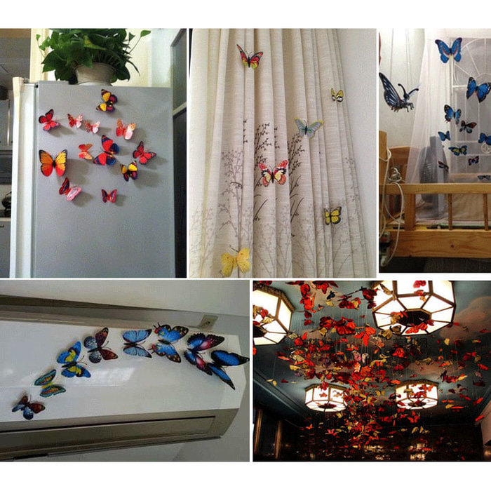 Stiker Dinding Kupu-kupu Motif Abstrak 12pcs - Kupu Kupu Tempelan Kulkas - HD Wallpaper 