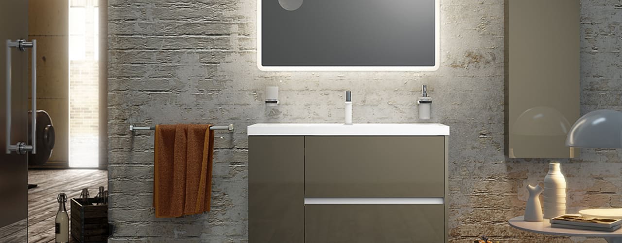 Industri Oleh Sonia, Industrial - Miroir Salle De Bain Avec Éclairage Intégré - HD Wallpaper 