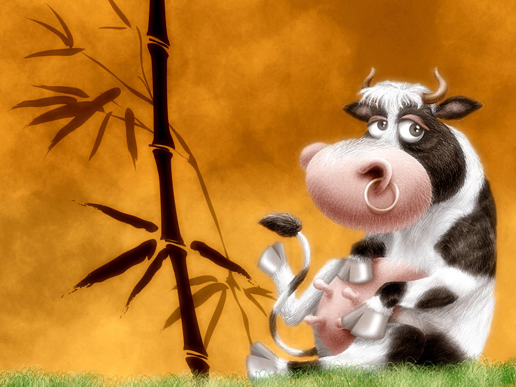 Cow Wallpaper Cartoon - HD Wallpaper 