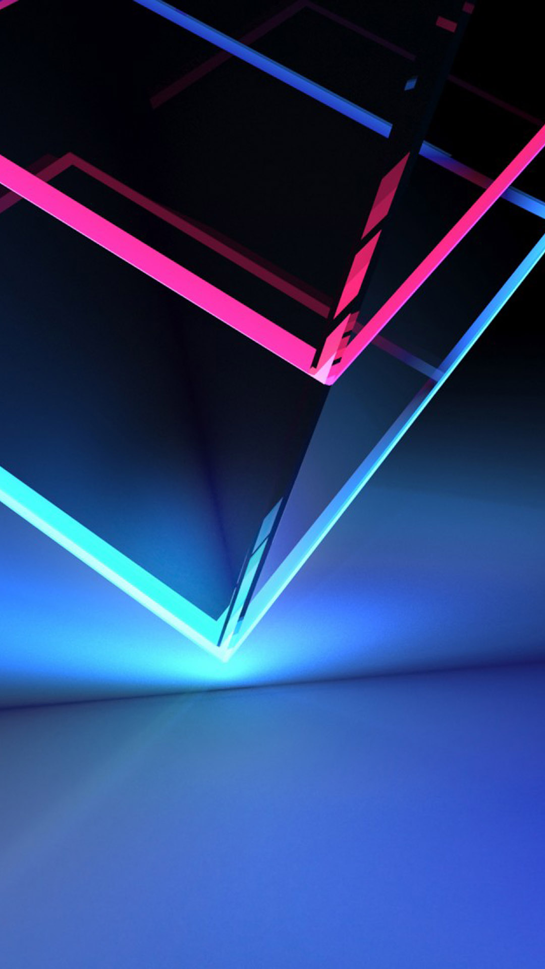 3d Cube Neon Red Blue Light Hd Mobile Wallpaper - Nokia Edge - HD Wallpaper 