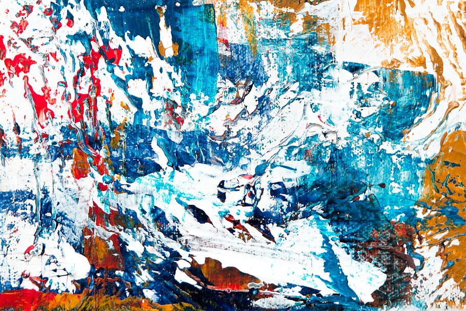 Blue, White, Red, And Yellow Abstract Painting, Acrylic, - Famous Cool Modern Painting - HD Wallpaper 