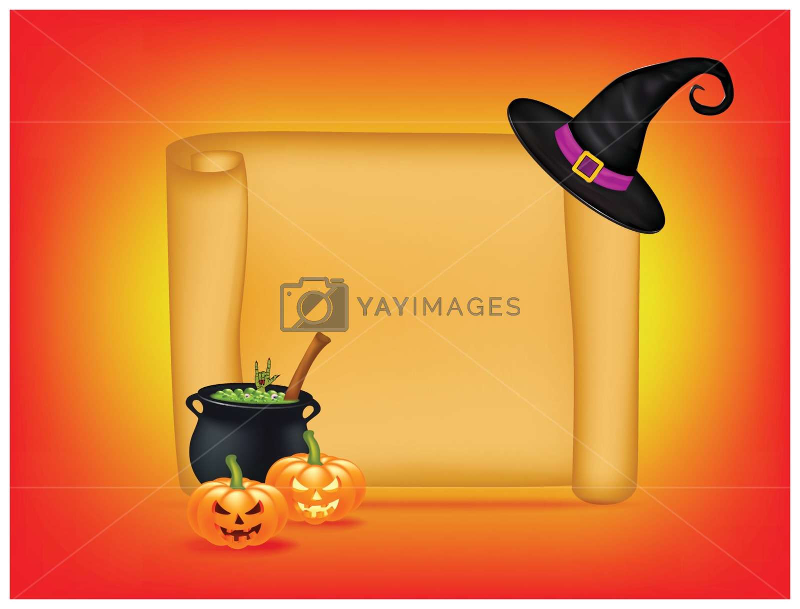 Halloween Banner, Card With Empty Paper Scroll And - Brujas Fondo De Pantalla Halloween - HD Wallpaper 