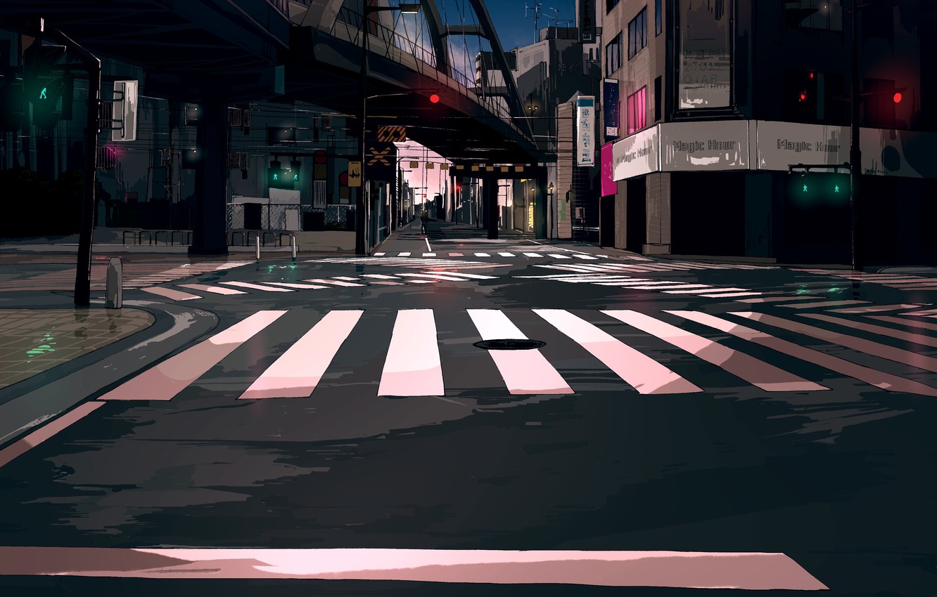 Photo Wallpaper Road, Street, The Evening, Empty, Traffic - Music - HD Wallpaper 