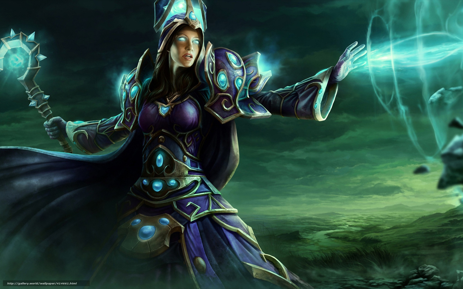 Download Wallpaper Girl, Enchantress, Magic, Staff - World Of Warcraft Fanart - HD Wallpaper 