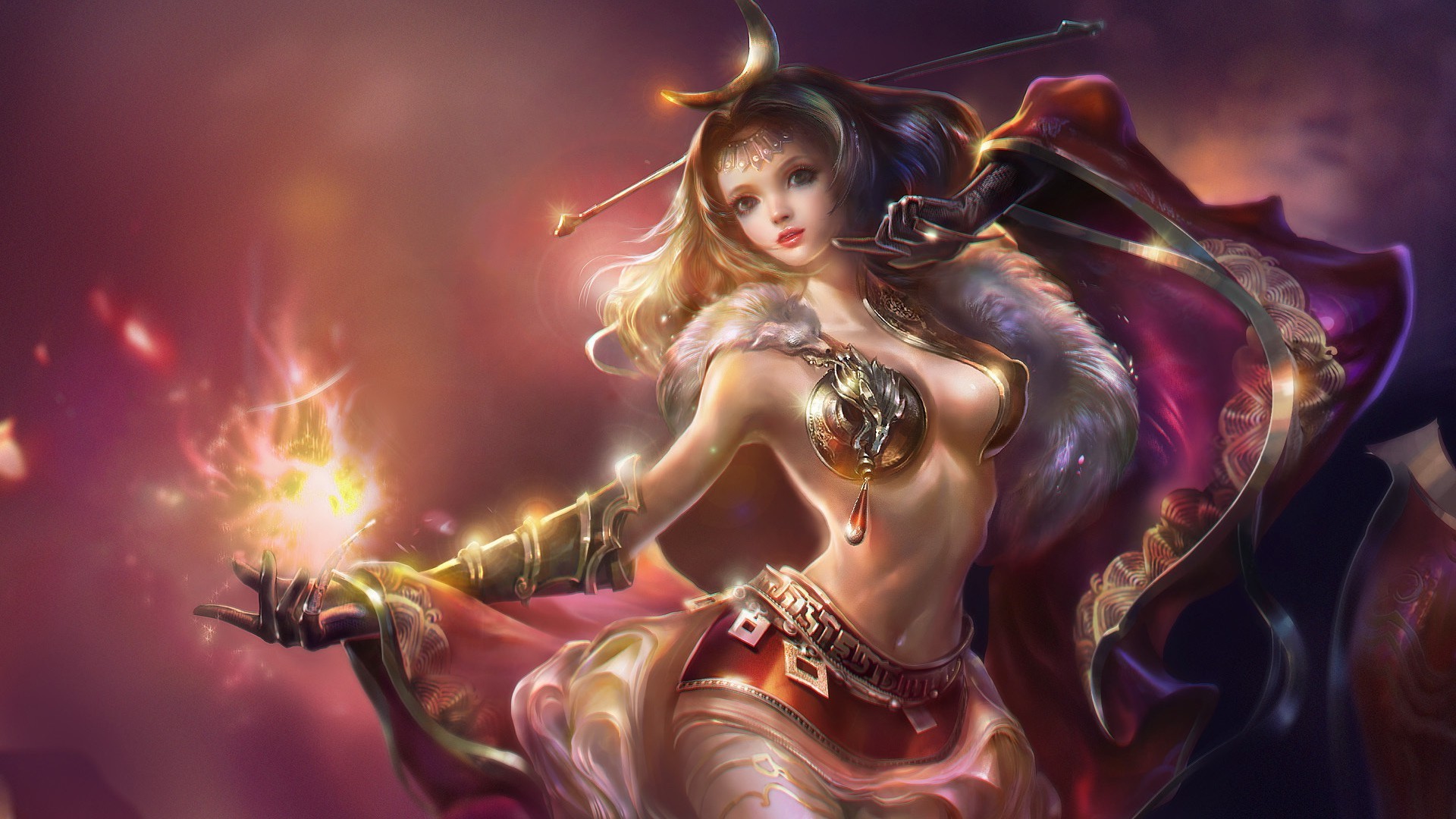 Witch Fantasy Magic Art Party Woman Christmas Gold - Woman Warrior - HD Wallpaper 