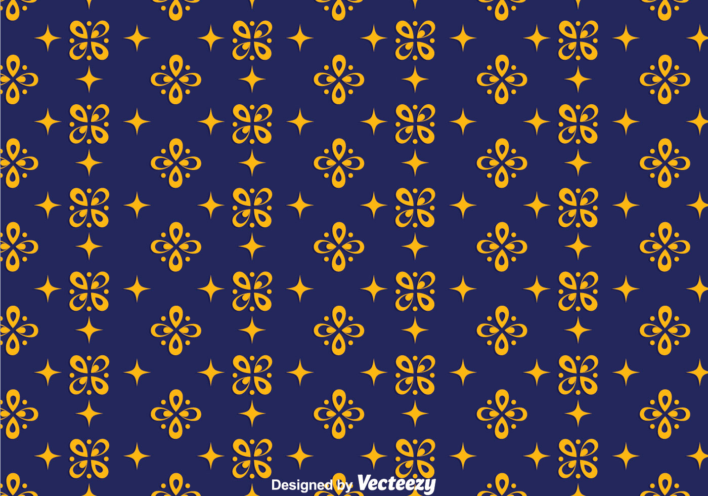 Blue And Yellow Batik Design - HD Wallpaper 