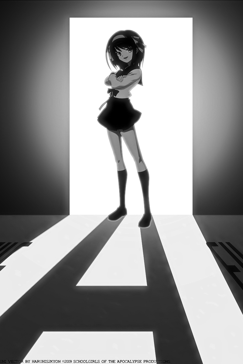 Wallpaper Anime, Black And White, Girl, Pose, Shadow - Anime Black & White - HD Wallpaper 