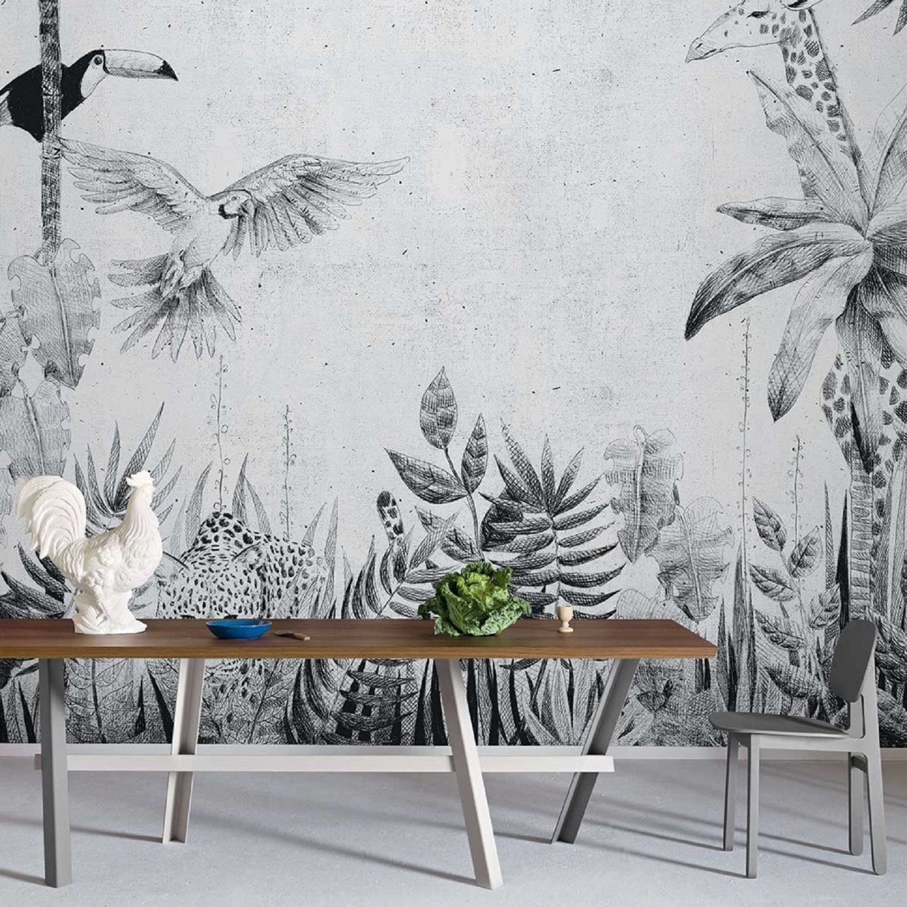 London Art The Leopard Wallpaper - Papier Peint Panoramique Noir Et Blanc - HD Wallpaper 