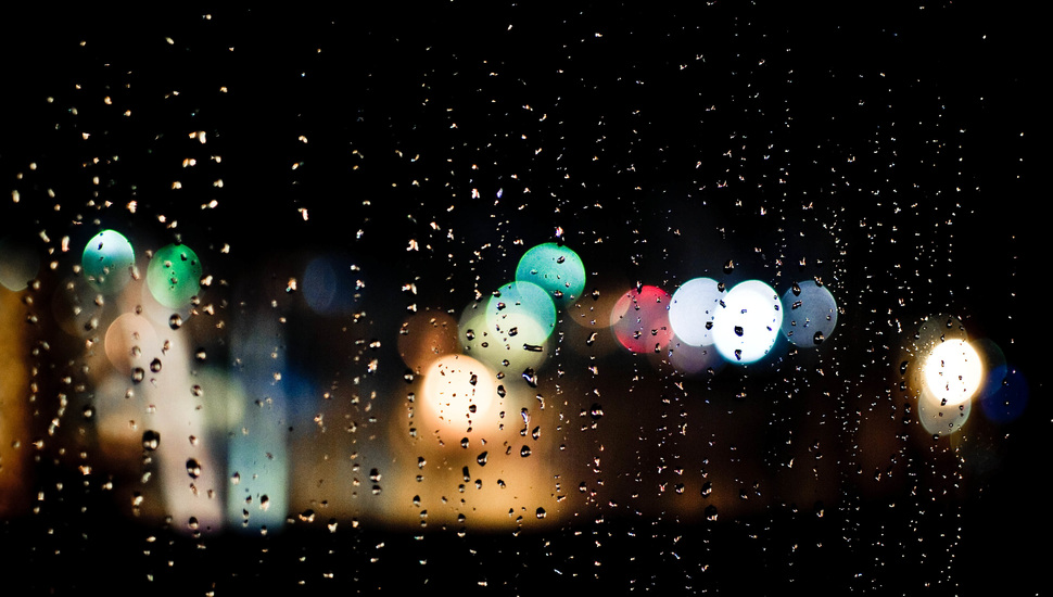 Lights, Glass, Drops, The Rain, Night, Bokeh Desktop - Rainy Night Bokeh - HD Wallpaper 