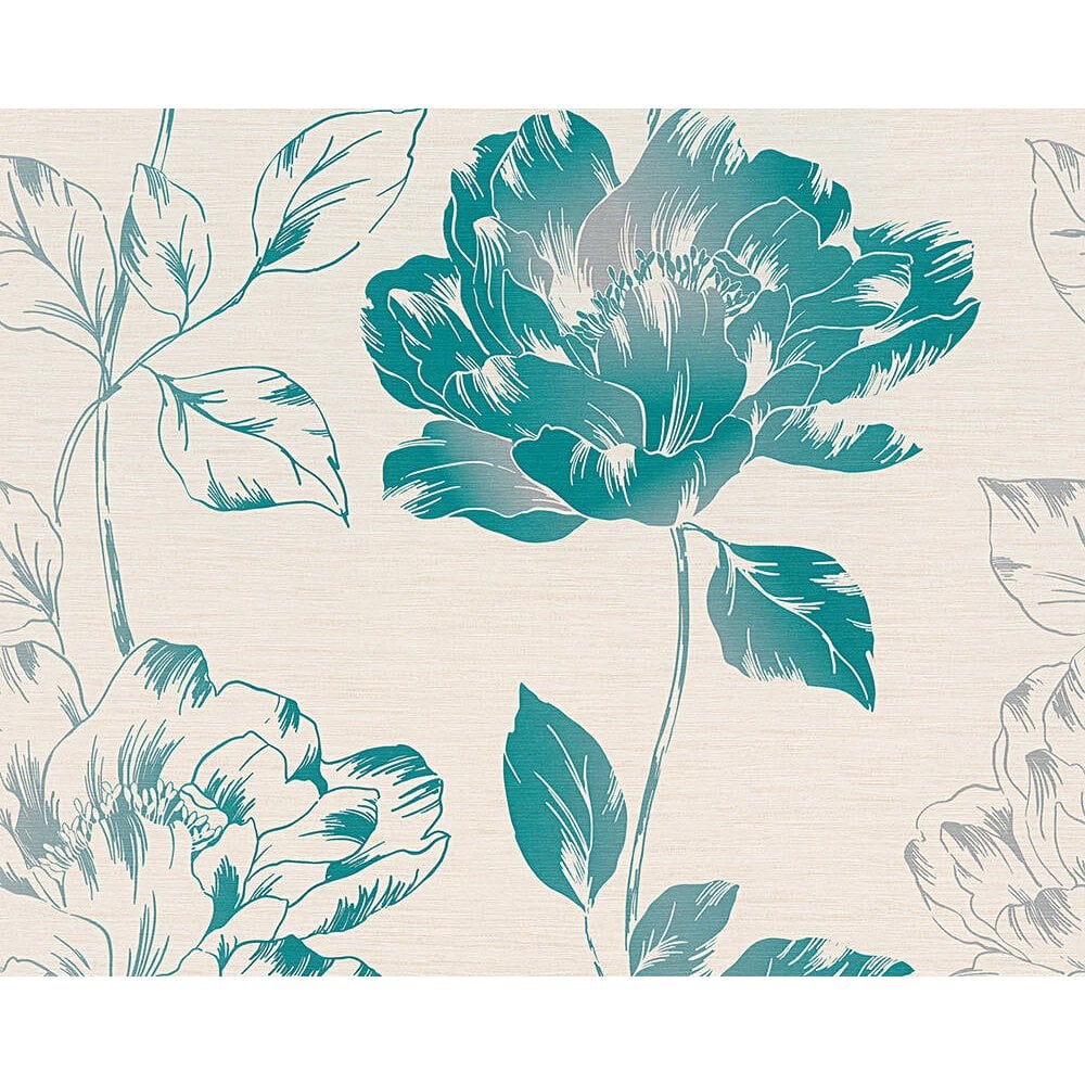 Behang Wit Met Blauwe Bloemen - HD Wallpaper 