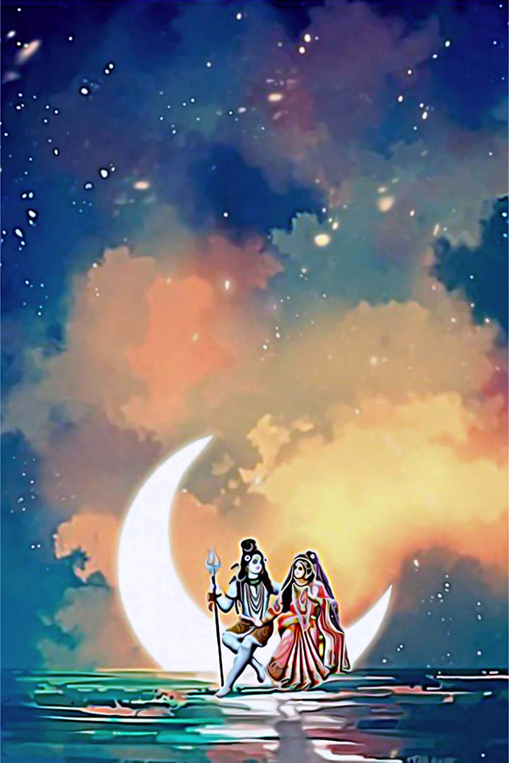 Shiva Photos With Moon - HD Wallpaper 