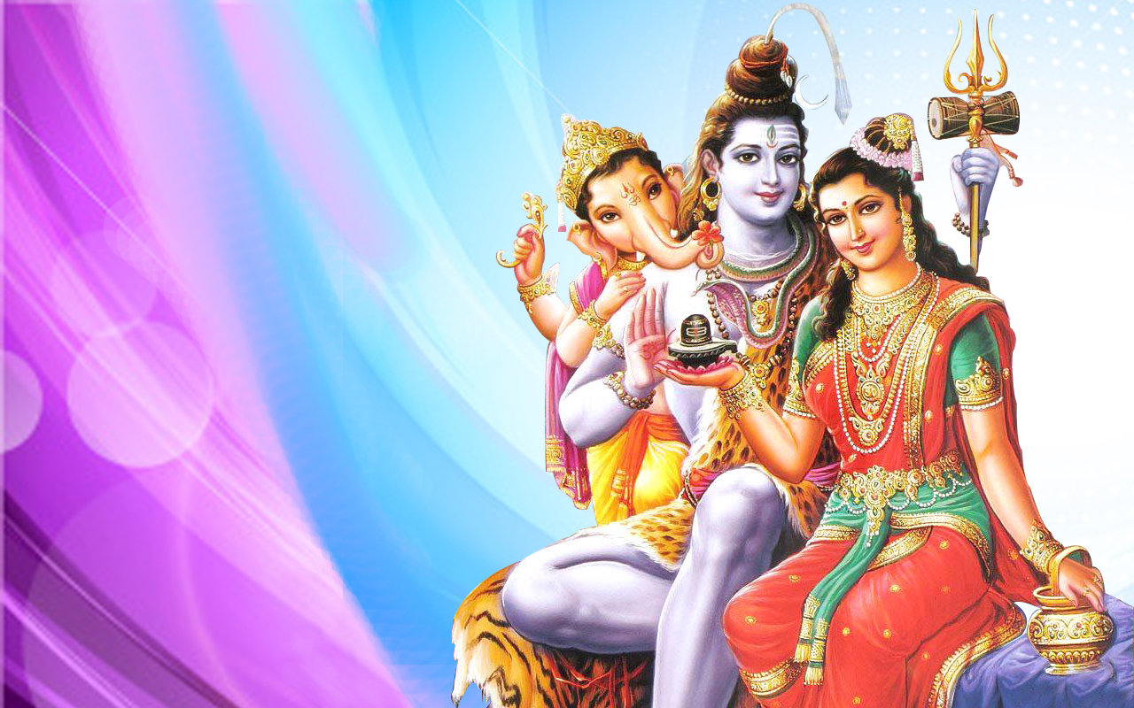 Shiv Parvati Ganesh Wallpaper - Shankar Parvati Ganesh Hd - HD Wallpaper 