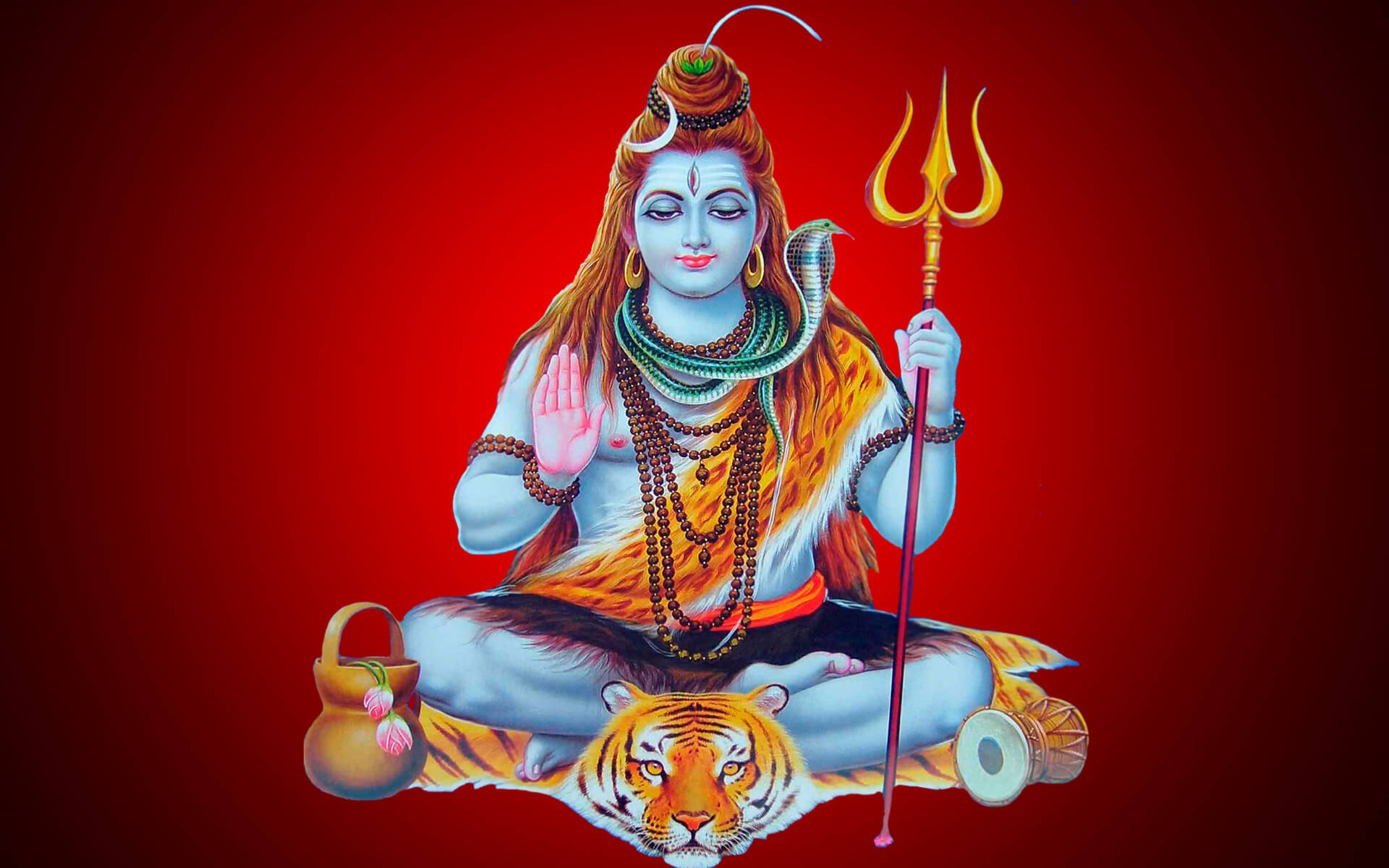 Lord Shiva Red Background - HD Wallpaper 