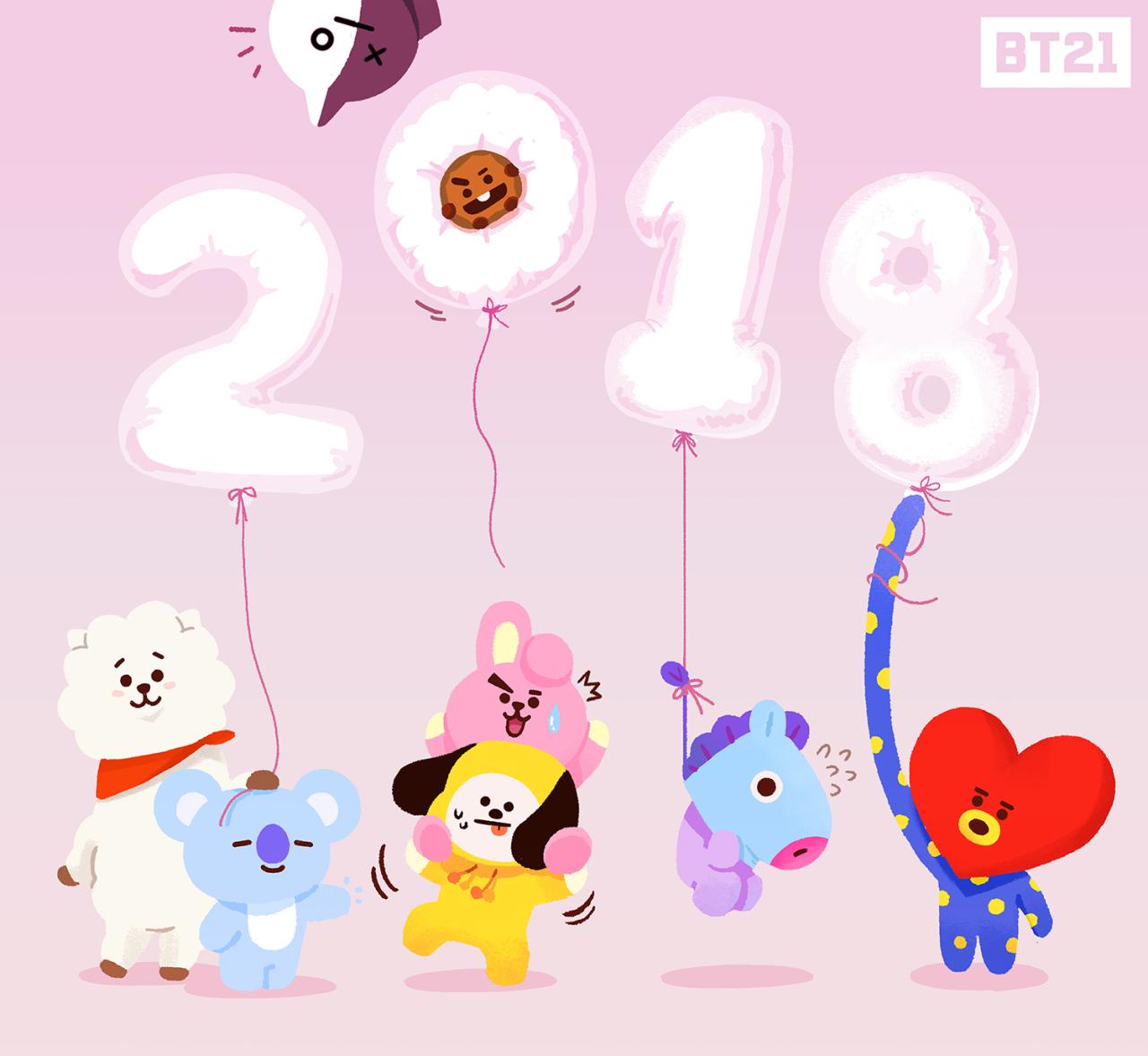 Bts Chibi Happy New Year - HD Wallpaper 