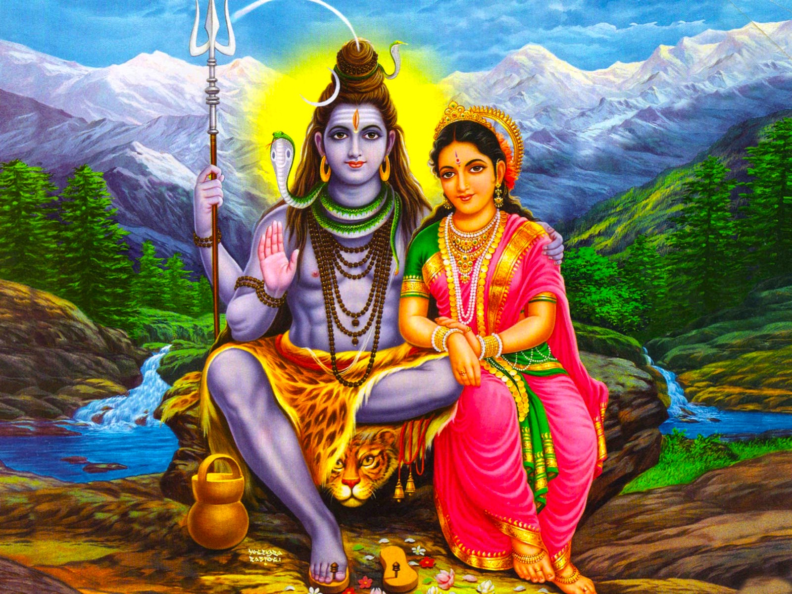 Lord Shiva Parvati Wallpaper - Shiva Parvati - HD Wallpaper 