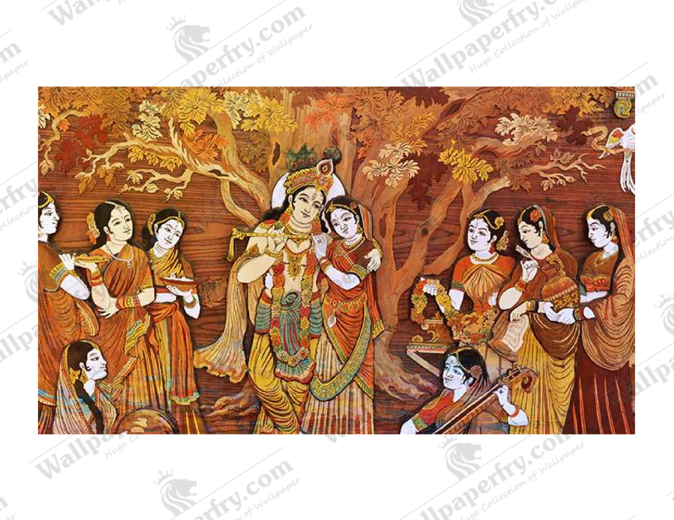 3d Radhe Krishna Wallpaper - Krishna With Gopi - HD Wallpaper 