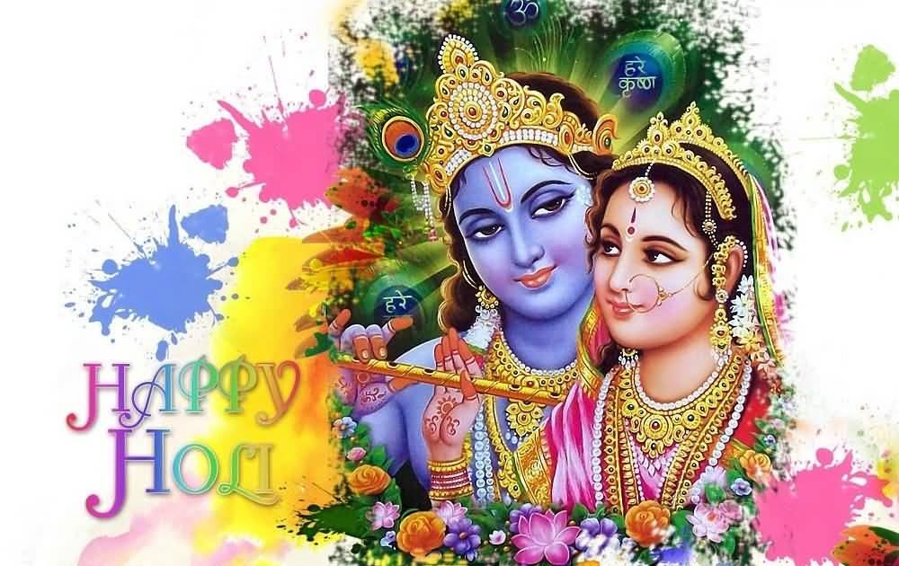 Happy Holi Lord Krishna And Radhe Wallpaper - Happy Holi 2018 - HD Wallpaper 