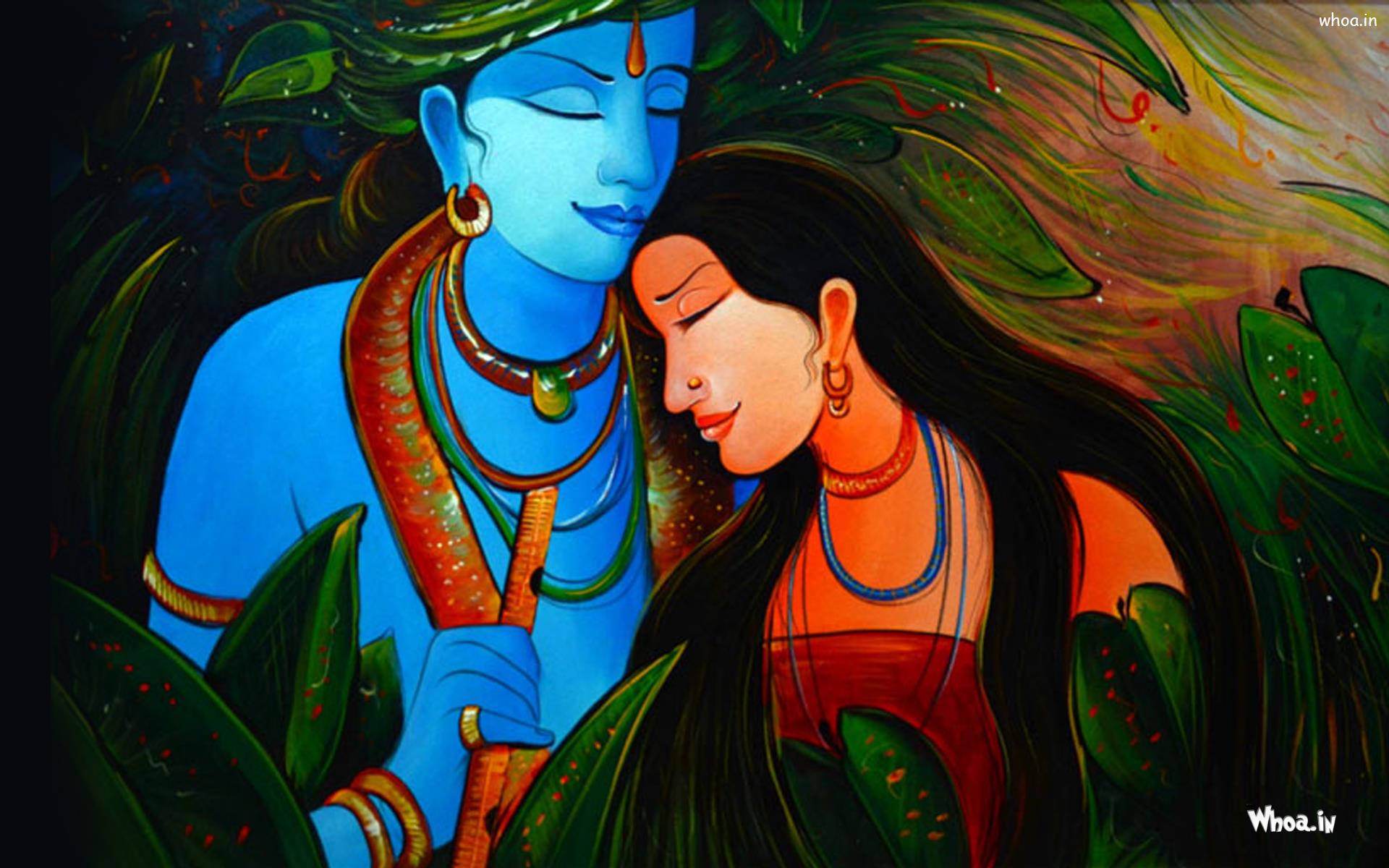 Radha Krishna Painting Hd - HD Wallpaper 