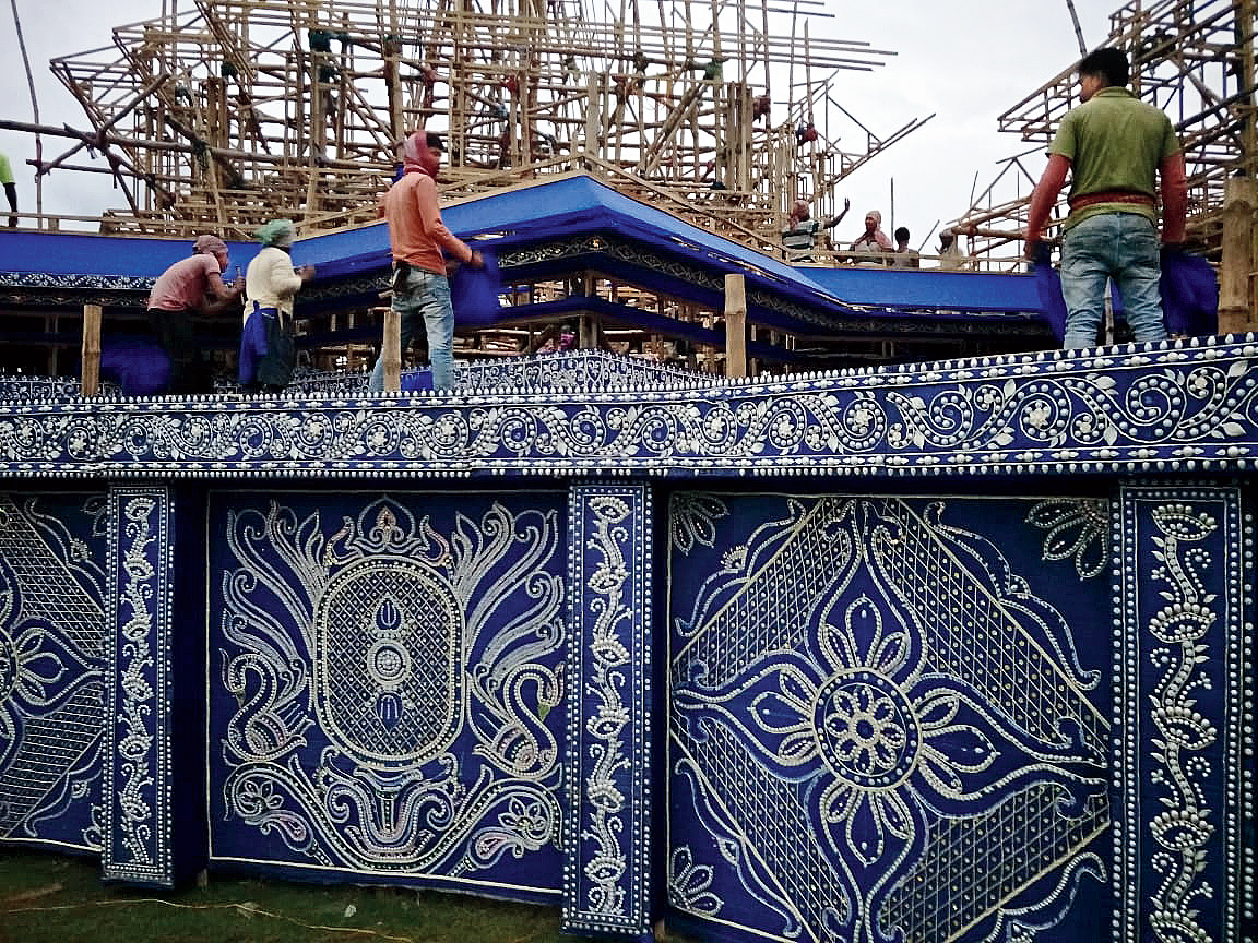 Kali Puja Pandal Decoration - HD Wallpaper 