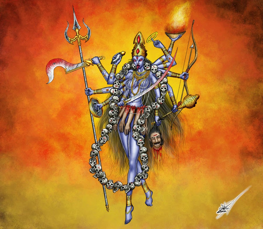 Maa Kali Face Wallpaper - Goddess Kali Art - HD Wallpaper 