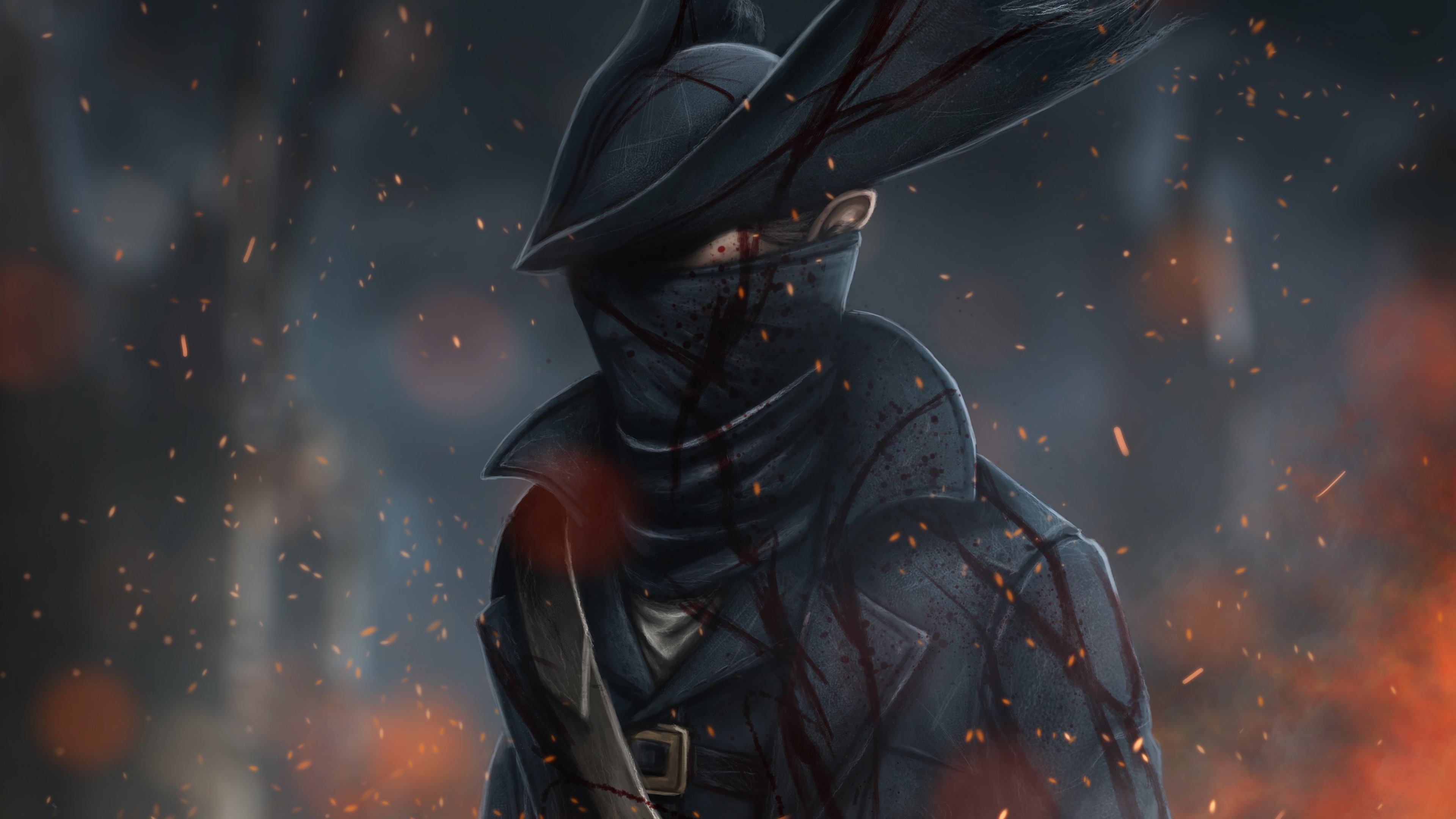 Wallpaper Hunter, Hat, Blood, Art Picture - HD Wallpaper 