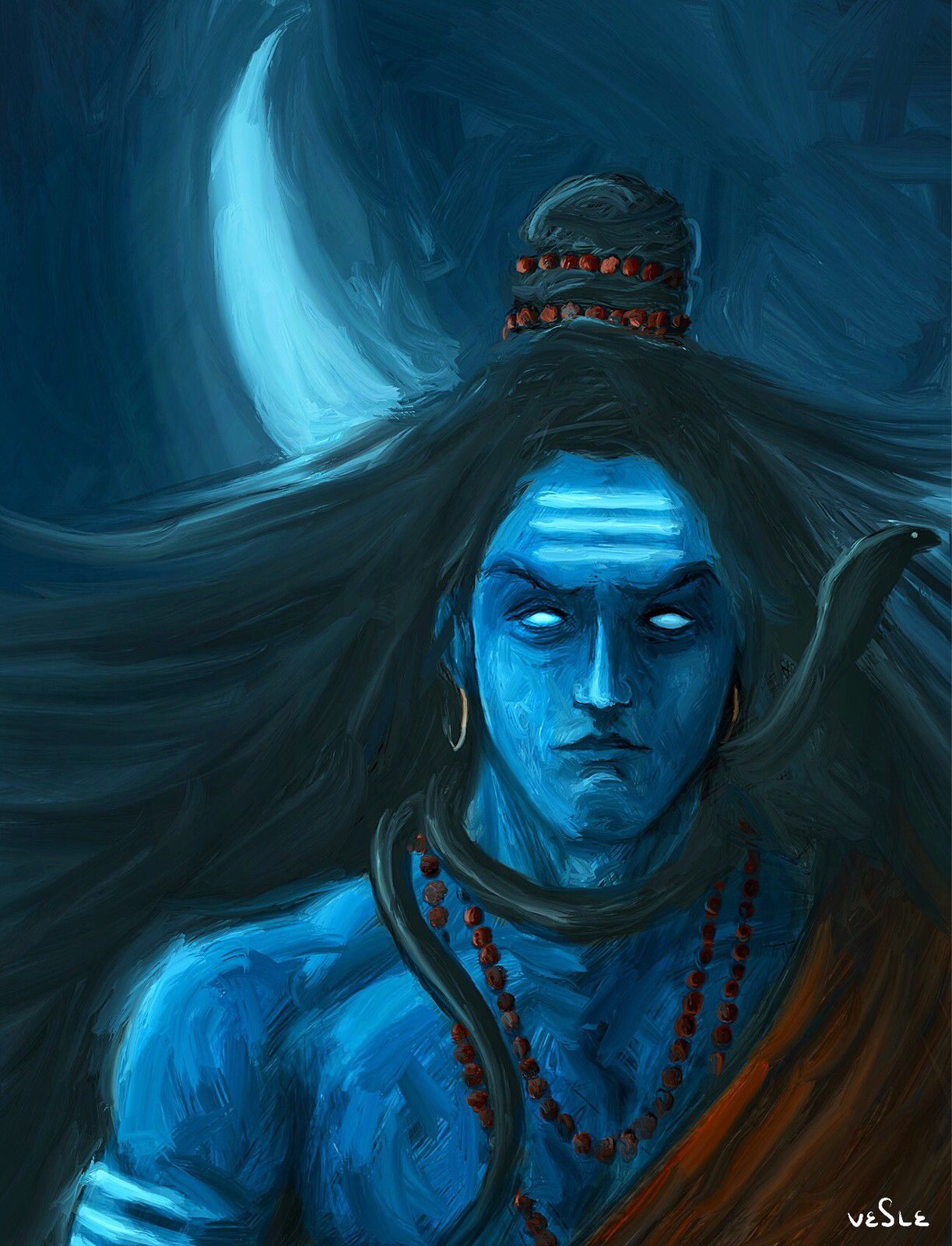 Digital Painting Of Lord Shiva - HD Wallpaper 