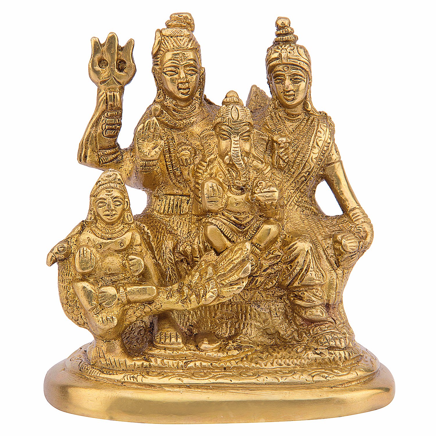 Kartique Brass Murti Of Shiv Parivar Sitting Together - Statue - HD Wallpaper 