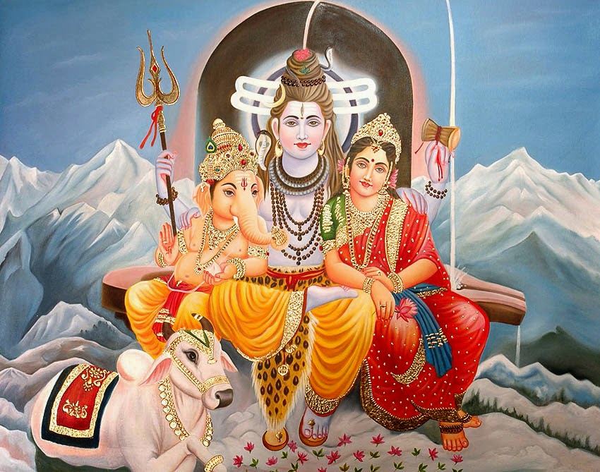 Shree Ganesh And Shiva Parvathi - HD Wallpaper 