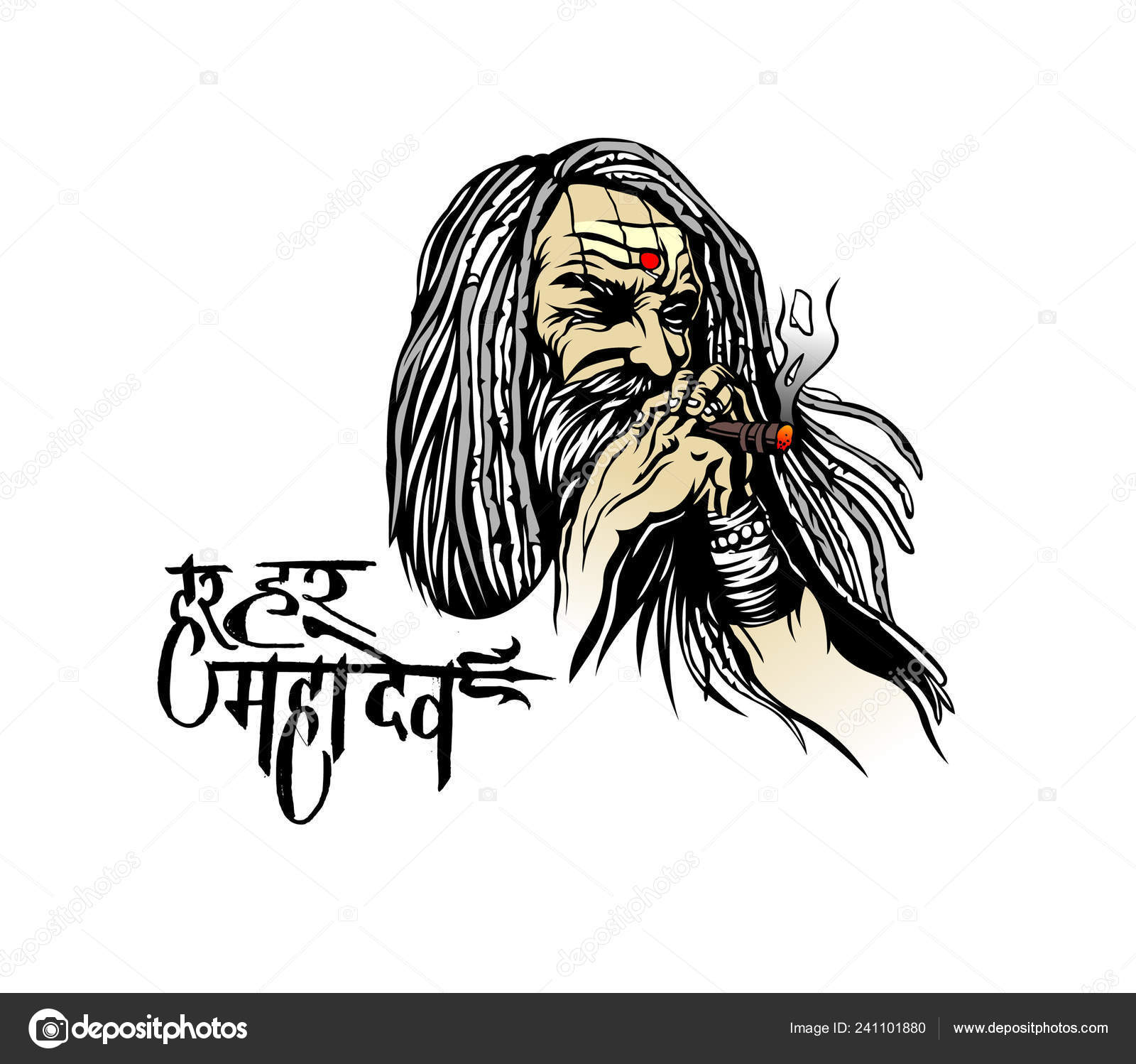 Smoking Mahadev Sketch - HD Wallpaper 