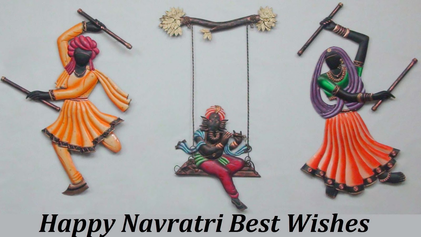 Happy Navratri Best Wishes Playing Dandiya - Navratri With Dandiya - HD Wallpaper 