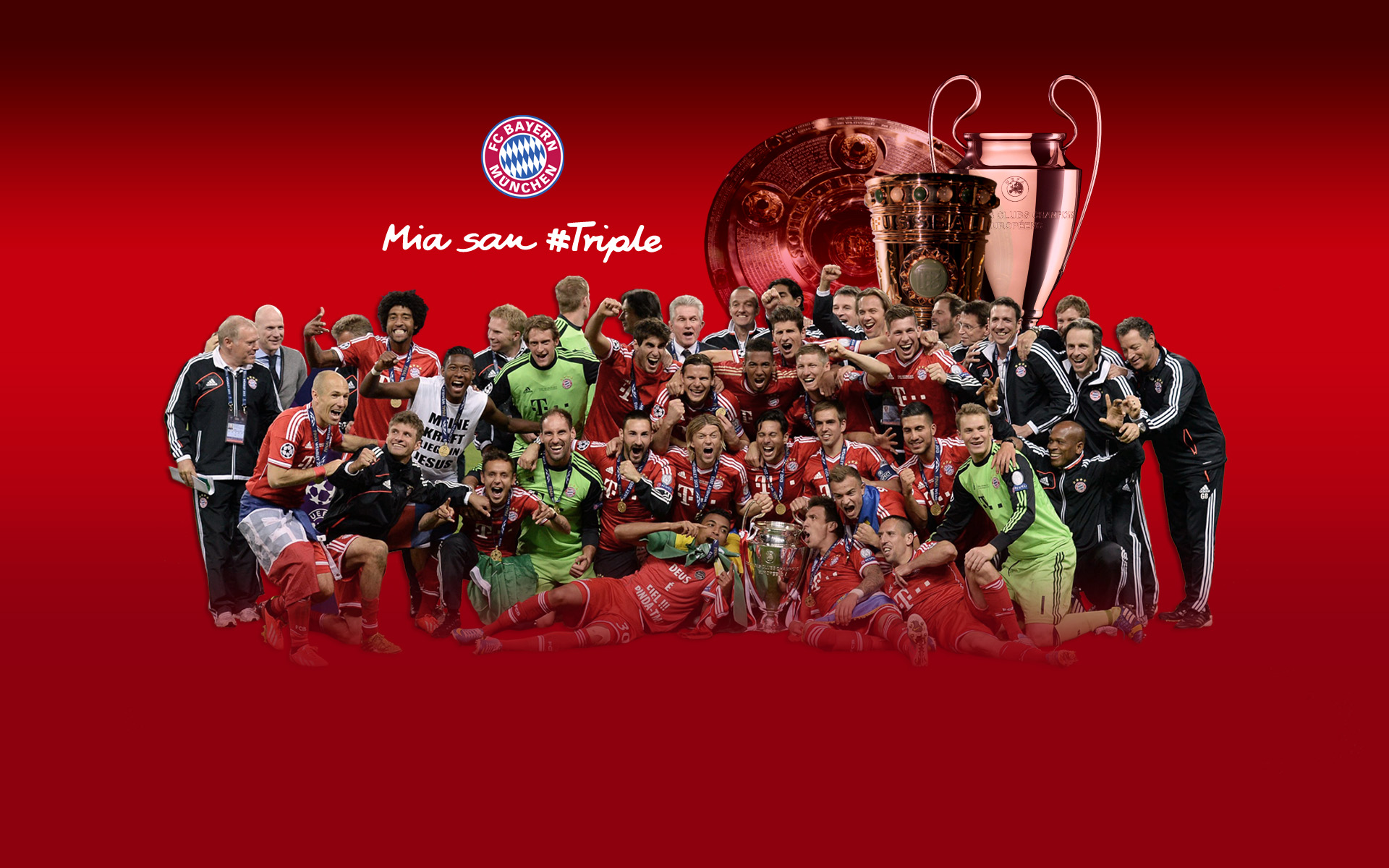 Bayern Munchen Triple 2013 - HD Wallpaper 