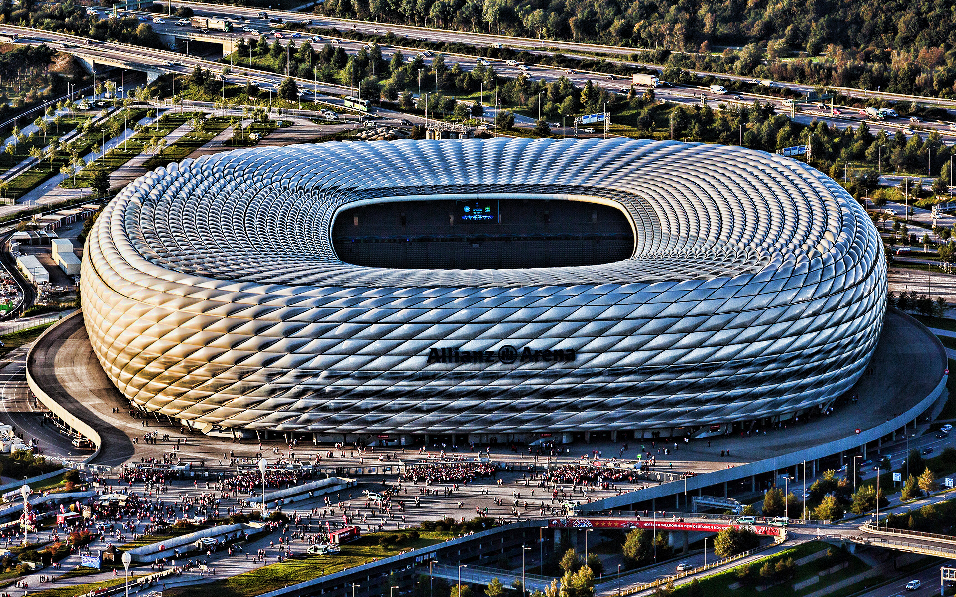 Allianz Arena, German Football Stadium, Exterior, Evening, - Allianz Arena - HD Wallpaper 