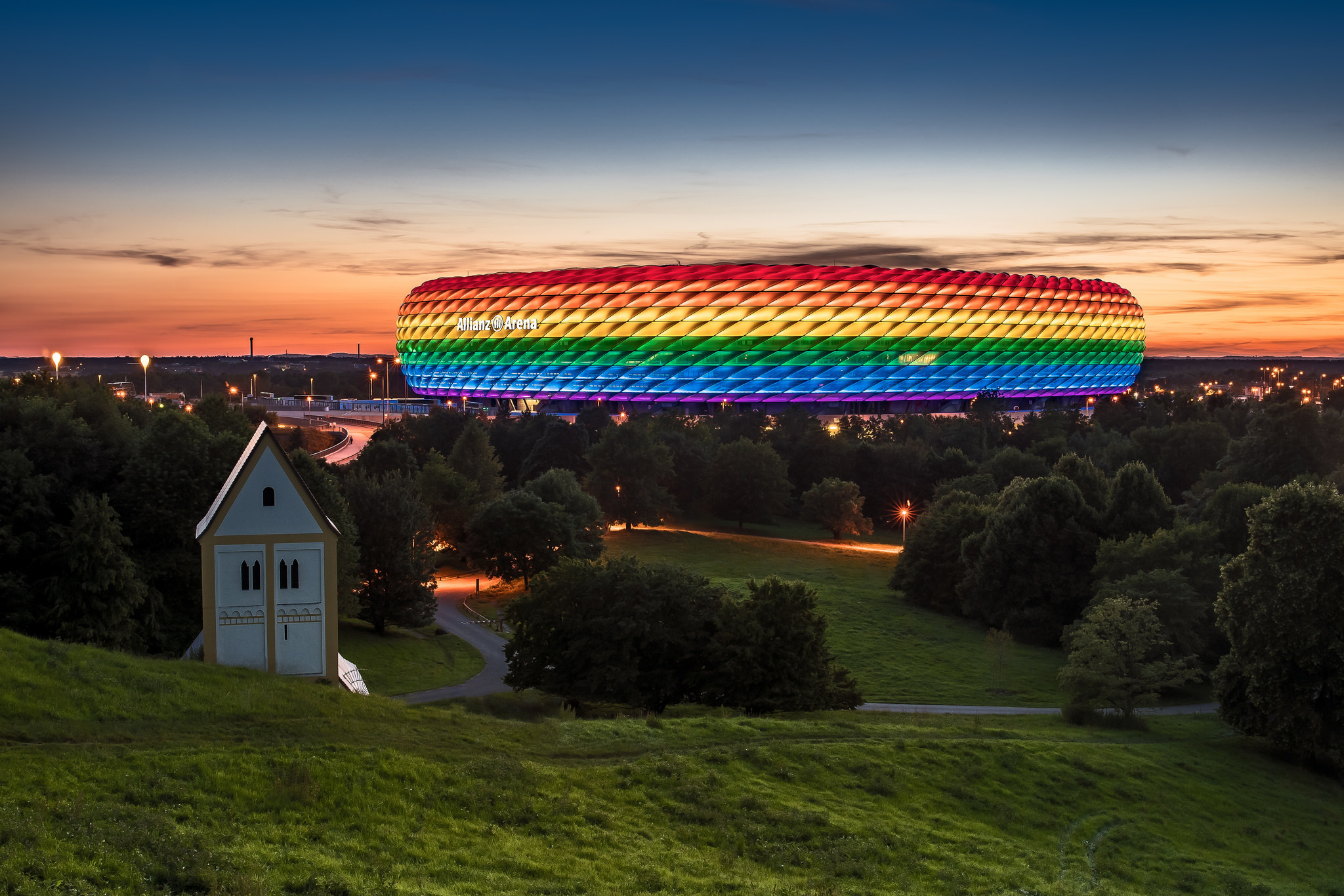 Photo, The City, Munich, Germany, The Stadium, Allianz - Allianz Arena De Noite - HD Wallpaper 