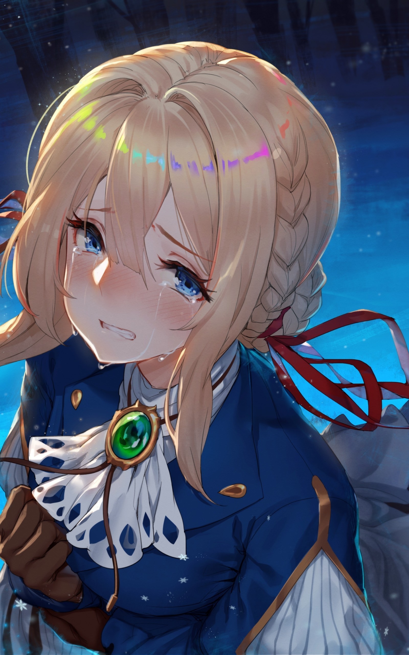 Violet Evergarden, Crying, Blonde, Sad Face, Papers - Sad Anime Wallpaper Phone Crying - HD Wallpaper 