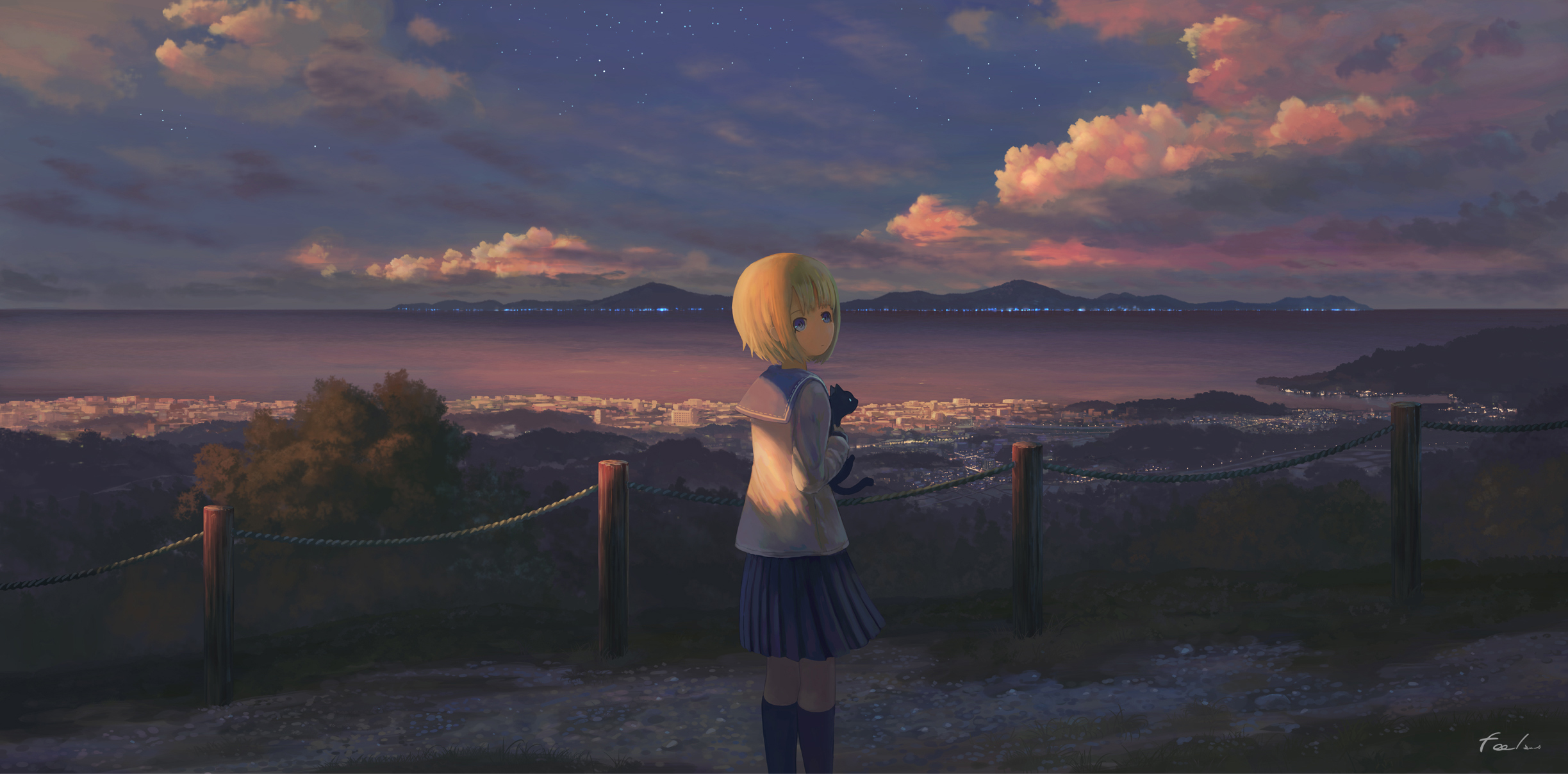 Anime Girl Standing Alone - HD Wallpaper 
