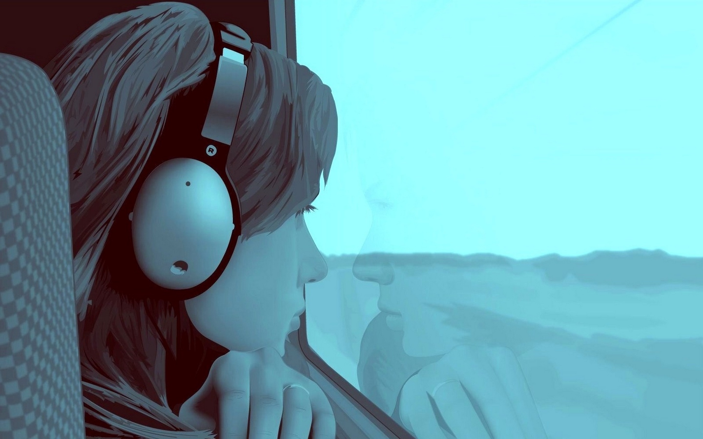 Wallpaper Girl, Window, Guy, Alone, Headphones, Screen - Alone Girl  Wallpaper Animated - 1440x900 Wallpaper 