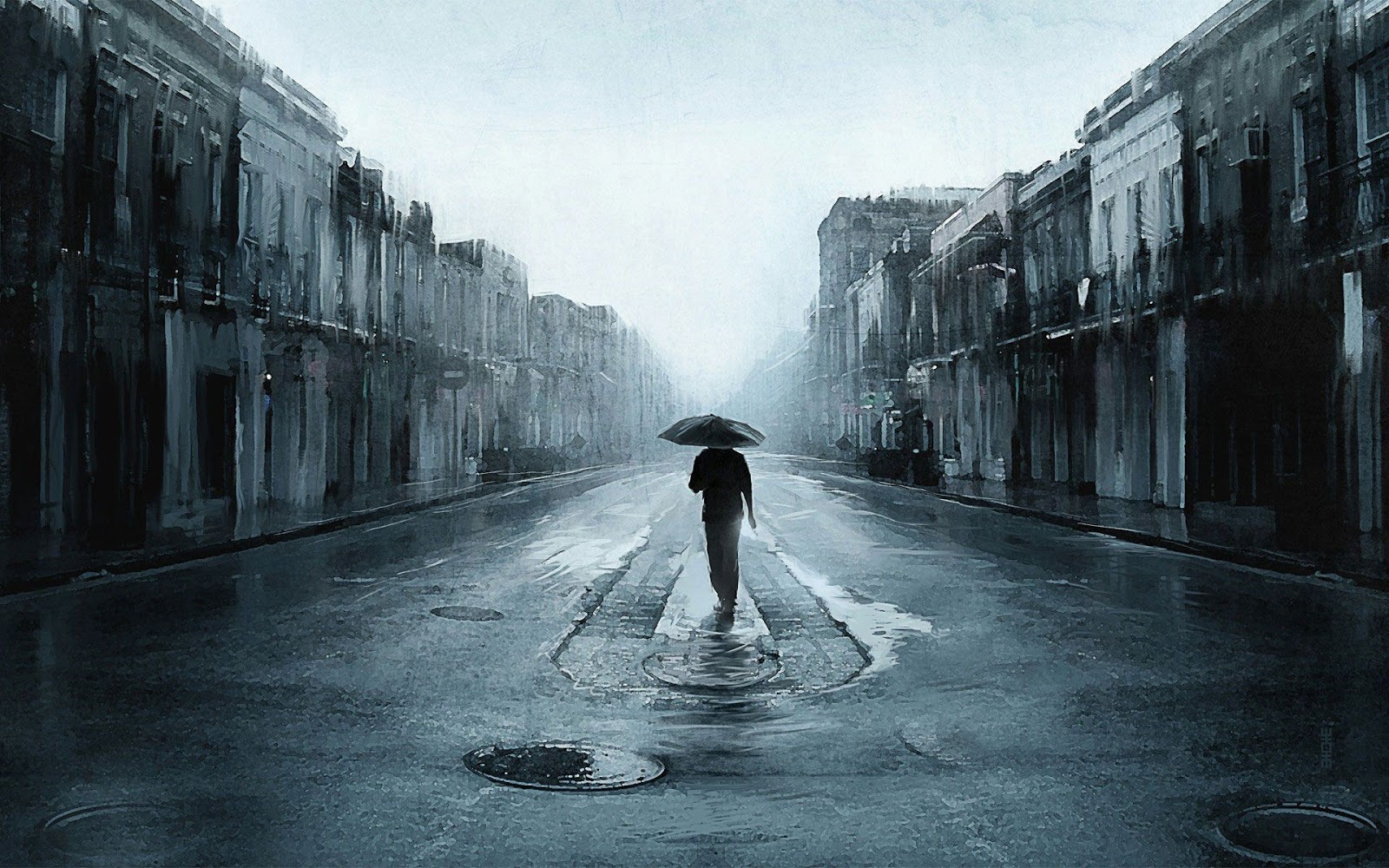 Sad Alone Boy Pics - Man Walking In Rain - HD Wallpaper 