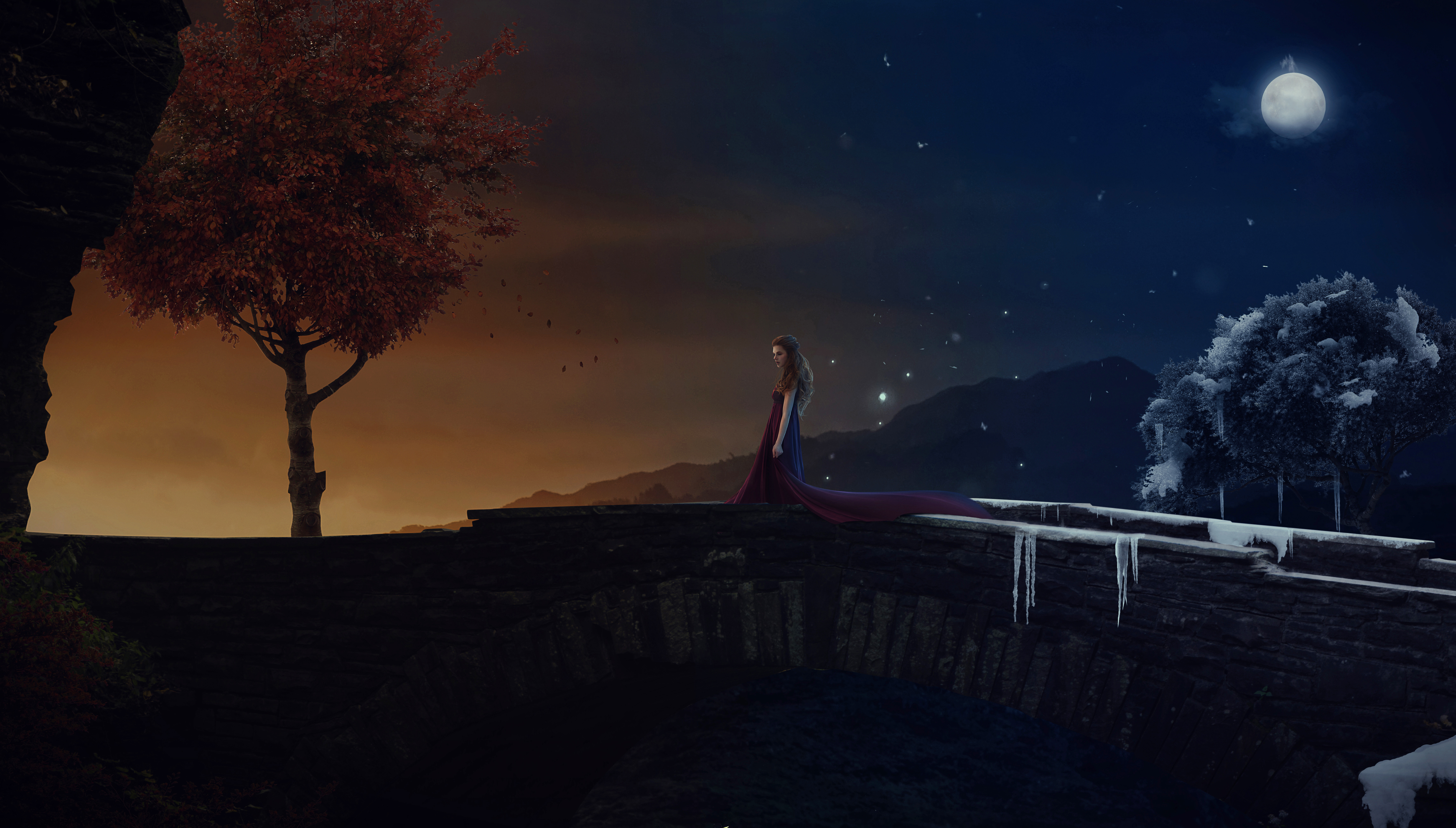 Beautiful Night Alone Girl - HD Wallpaper 