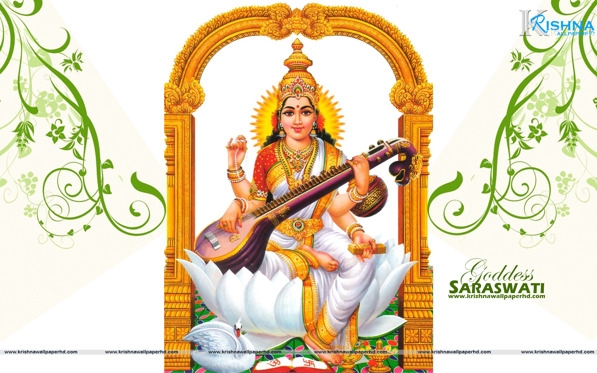 Goddess Saraswati Wallpaper In Full Hd Size Free Download - Goddess Saraswati - HD Wallpaper 